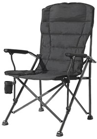 Leziter XL scaun de pescuit cu braț și suport pentru pahare negru