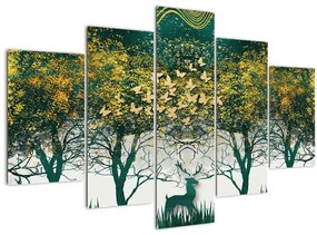 Tablou - Căprioare în pădurea verde (150x105 cm)