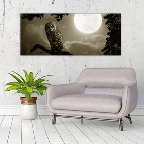 Tablou - Bufniță de noapte, auriu (120x50 cm)