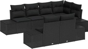 vidaXL Set de canapele pentru grădină 7 pcs Negru poliratan