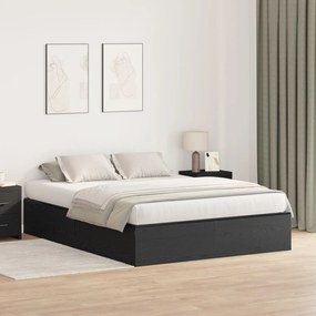 vidaXL Pat cu spațiu de stocare Negru Stejar 135x190 cm
