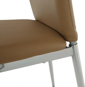 Scaun dining, piele ecologică bej/crom, ERVINA