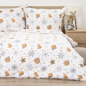 Lenjerie de pat din flanel 4Home Golden XmasNight, 140 x 220 cm, 70 x 90 cm, 140 x 220 cm, 70 x 90 cm