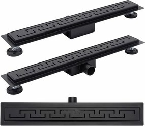 Set rigola pentru dus plus capac 60 cm Rea Greek Negru Mat