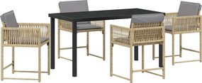 vidaXL Set de masă pentru grădină 5 pcs Bej poliratan