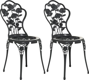 vidaXL Scaune bistro, 2 buc., negru, aluminiu turnat