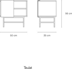 Noptieră bej/crem cu rafturi cu aspect mat Nube – Teulat
