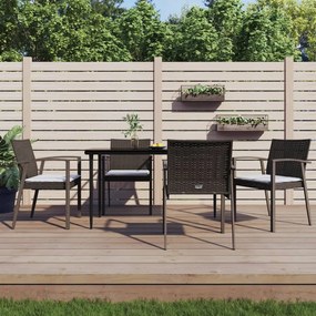 vidaXL Set mobilier de grădină cu perne, 5 piese, poliratan și oțel