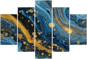 Tablou - Abstracție albastră cu aur (150x105 cm)