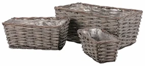 Set de huse din răchită pentru ghivece Sven, 3bucăți, gri