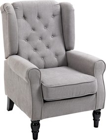 HOMCOM Fotoliu Chesterfield Gri, Confortabil, Comod și Spațiu Generos pentru Living, 74x86x102 cm | Aosom Romania
