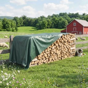 Outsunny Prelată Exterioară Impermeabilă 6x4 m, Prelată din PE cu Ochiuri Reîntărite, Rezistentă la UV pentru Mobilier de Grădină, Sere, Lemn de Foc, Verde | Aosom Romania
