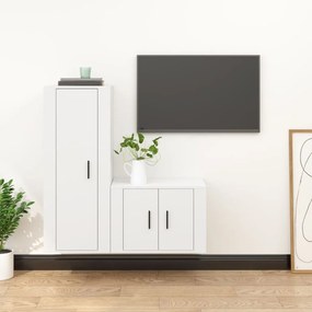 vidaXL Set dulap TV, 2 piese, alb, lemn prelucrat