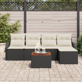 vidaXL Set de canapele pentru grădină 6 pcs Negru Rattan poli