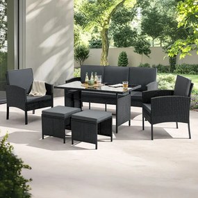 Juskys Set de ratan Turin - negru