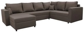 Canapea colțar SEYA, extensibilă în U, universală, cu spațiu de depozitare, maro