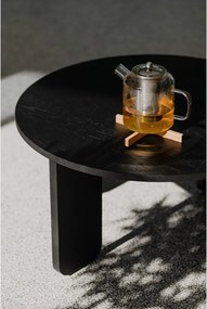 Măsuță de cafea neagră rotundă cu blat cu aspect de lemn de stejar ø 55 cm Kuvu – noo.ma