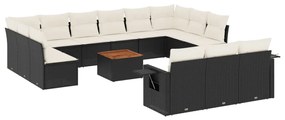 3224803 vidaXL Set mobilier de grădină cu perne, 14 piese, negru, poliratan