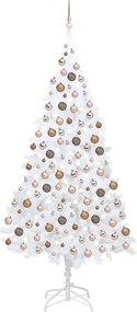 vidaXL Brad Crăciun pre-iluminat artificial, set globuri, alb, 240 cm