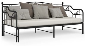 Cadru pat canapea extensibila, negru, 90x200 cm, metal Negru