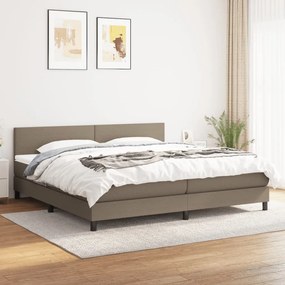 3139925 vidaXL Pat box spring cu saltea, gri taupe, 200x200 cm, textil