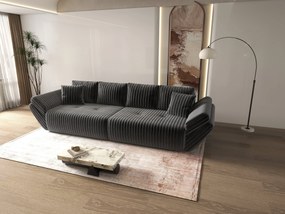 Canapea extensibilă dumonde cu ladă de depozitare si sezut confortabil din spuma high-density, Berlin Ambience Grey 300x100 cm
