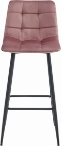Scaun de bar ARCETO VELVET cu picioare negre, roz