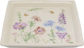 Tavă din ceramică crem cu model floral „Papillon”