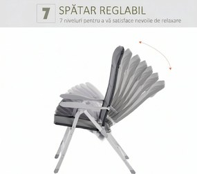Outsunny Scaun de Pescuit Pliabil cu Cotiere și Spătar Înălțat Reglabil, 75x61.5x76-115 cm, Gri | Aosom Romania