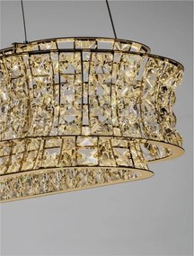 Lustra suspendata LED auriu, cristale sticla CELYSIA 100x30cm