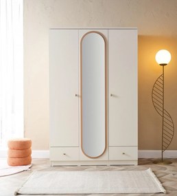 Dulap cu 3 usi, cu oglinda, pentru copii, 135x210x55 cm, Colectia Lorena