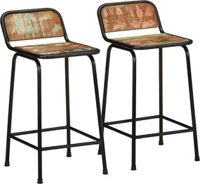 vidaXL Scaune de bar 2 buc 46x35,5x80 cm lemn masiv recuperat