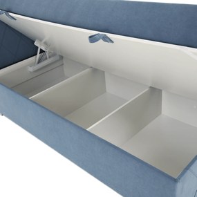 Pat boxspring, pat de o persoană, albastru, 90x200, stânga, PAXTON