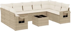 vidaXL Set canapele de grădină cu perne, 10 piese, bej, poliratan