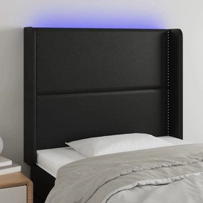 Tablie de pat cu LED, negru, 103x16x118 128 cm, piele ecologica 1, Negru, 103 x 16 x 118 128 cm