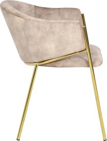 Set de 2 scaune aspect retro, Metal Auriu, Catifea Bej, NOBLESSE A-47582 VC