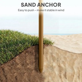 Outsunny Umbrelă de plajă cu franjuri din paie Ø178 cm cu înclinare înălțime reglabilă UV50+ husă de transport Maro Deschis | Aosom Romania