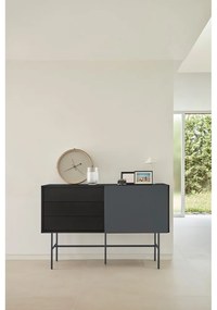 Comodă antracit joasă cu ușă glisantă negru-gri 140x91 cm Nube – Teulat