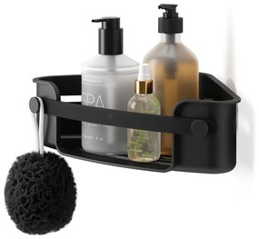 Raft pentru baie negru autoadeziv, pentru colț, din plastic Flex Adhesive – Umbra