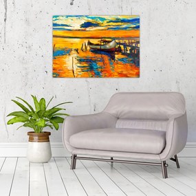 Tablou - Barca la apus de soare (70x50 cm)