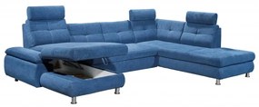 Coltar Extensibil U Bala, Dreapta, Cu Lada, Albastru, 88 x 233 x 349 Cm