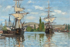 Tablou - Claude Monet, Ships Riding on the Seine at Rouen, reproducere (90x60 cm)