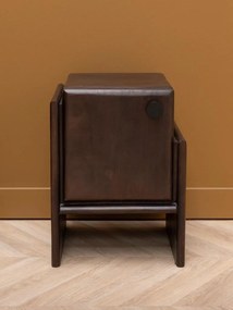 Set 2 noptiere din lemn de mango și metal, cu 1 ușă, maro antichizat, finisaj mat, 34.5×33×50.5, „Mogadi"