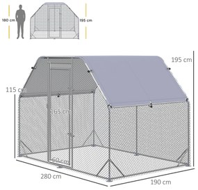 PawHut Coș pentru Găini cu Acoperiș, Coteț pentru 4-6 Găini, Casă în Aer Liber, 280x190x195 cm | Aosom Romania