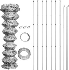 vidaXL Gard din plasă cu stâlpi, argintiu, 15 x 1,5 m, oțel galvanizat