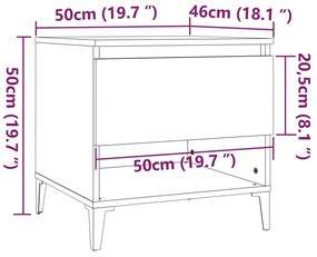 Mese laterale, 2 buc., alb, 50x46x50 cm, lemn compozit 2, Alb