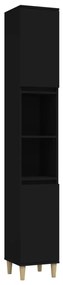 819789 vidaXL Dulap de baie, negru, 30x30x190 cm, lemn prelucrat