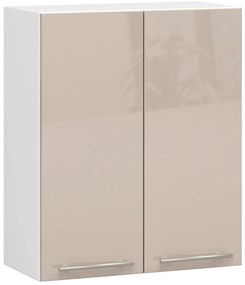 Dulap superior de bucătărie Ozara W60 H720 (alb + cappuccino lucios). 1071197