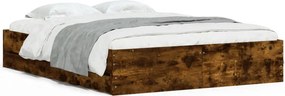 vidaXL Cadru pat cu sertare stejar fumuriu 150x200 cm lemn prelucrat