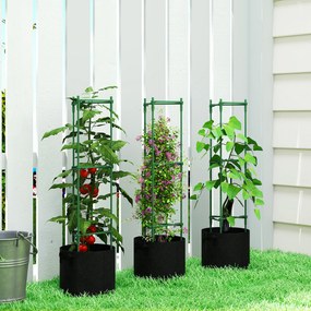 Outsunny Patură înălțată cu suport pentru cățărători saci 83,7 litri set de 3 jardiniere triunghiulare suport roșii 35 x 35 x 120 cm | Aosom Romania